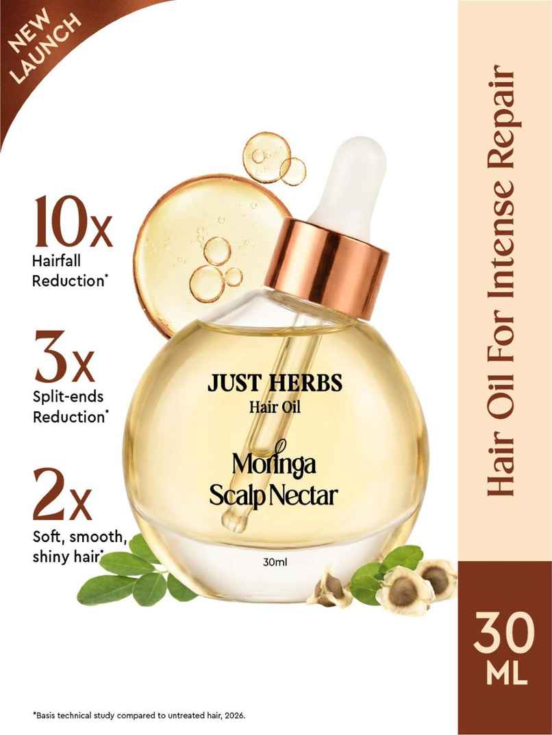 Justherbs Moringa Scalp Nectar Hair Oil | 99% Active Oil Infused | For Men & Women