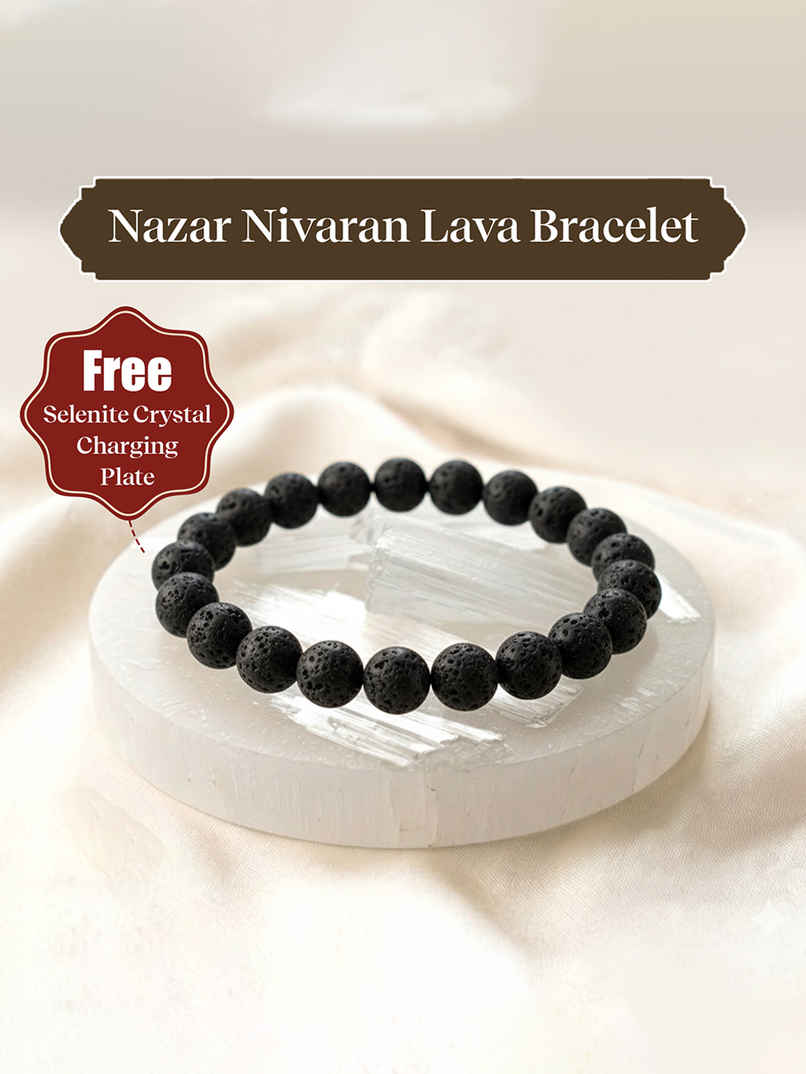Pujashree Lava Stone Bracelet with Free Original Selenite Plate Pujashree Lava Stone Bracelet with Free Original Selenite Plate