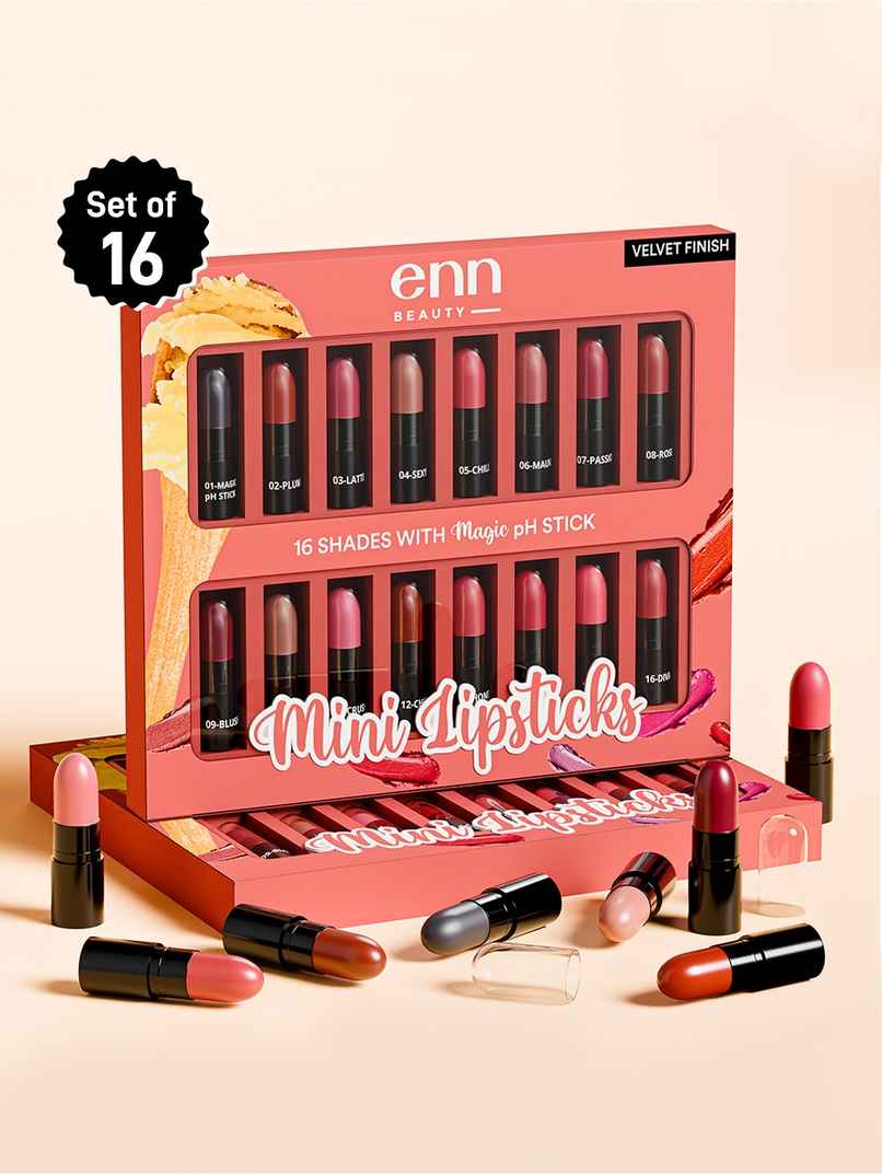 ENN Beauty Mini Lipstick Kit | pH Color Changing Lipstick | Set of 16