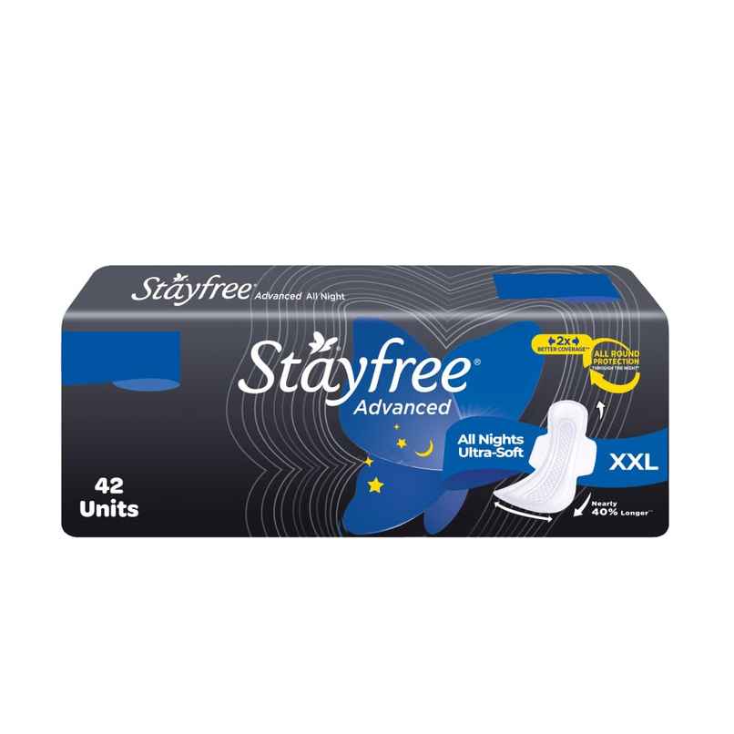 Stayfree Advanced All Night Ultra-Soft Sanitary Pads | XXL | 42 pcs