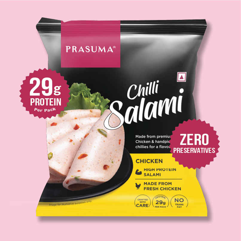 Prasuma Chicken Chilli Salami High Protein 200g | No Preservatives | Only Best Cuts | Fresh Chicken Prasuma Chicken Chilli Salami High Protein 200g | No Preservatives | Only Best Cuts | Fresh Chicken