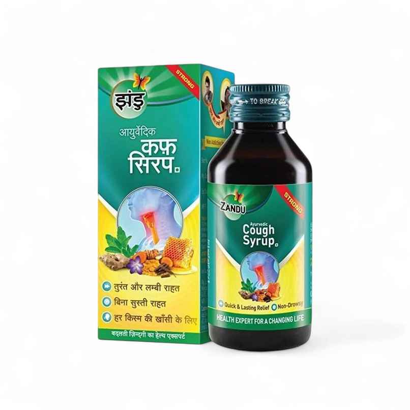 Zandu Ayurvedic Cough Syrup | Get Relief from Dry & Wet Cough | Non-Drowsy Formula Zandu Ayurvedic Cough Syrup | Get Relief from Dry & Wet Cough | Non-Drowsy Formula
