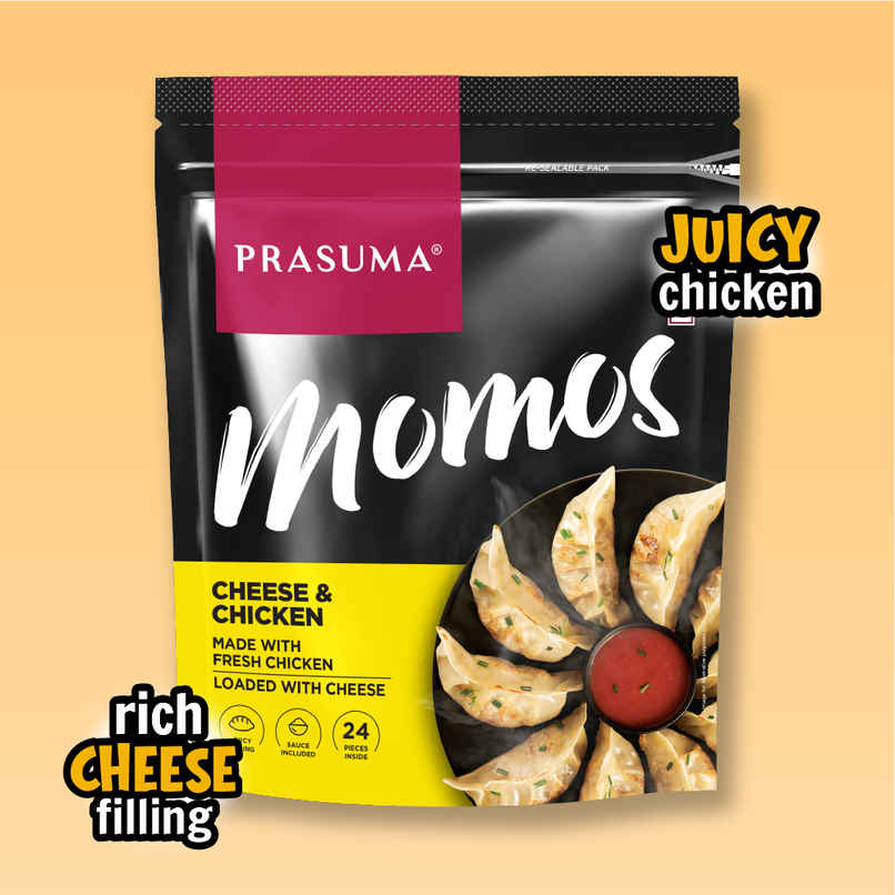 Prasuma Cheese & Chicken Momos | Loaded with Cheese | Chicken, No Soya | No MSG or Palm Oil Prasuma Cheese & Chicken Momos | Loaded with Cheese | Chicken, No Soya | No MSG or Palm Oil