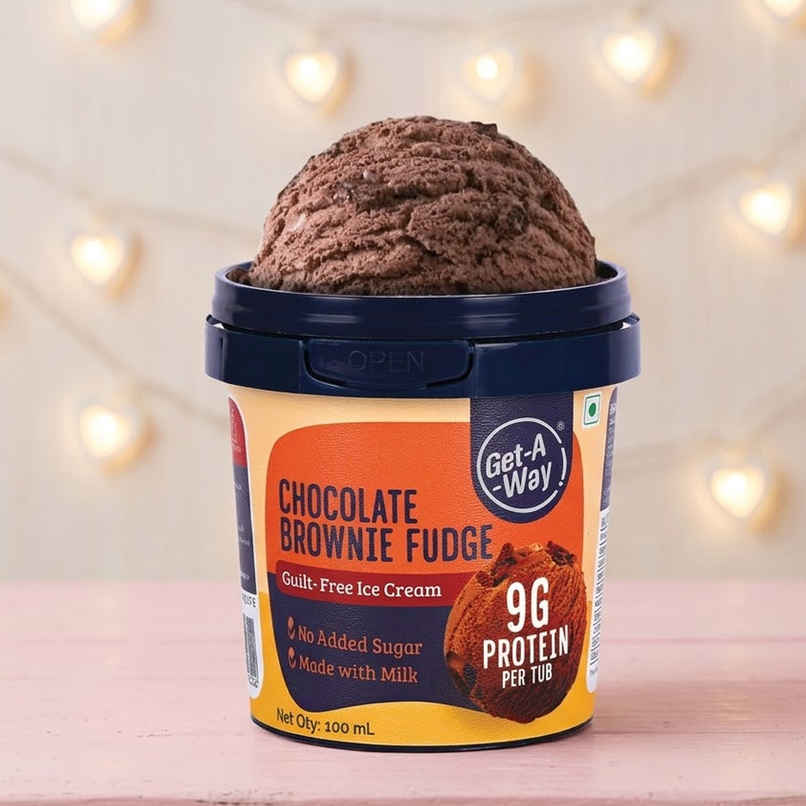 Get-A-Way Chocolate Brownie Fudge High Protein Ice Cream Cup | Zero Added Sugar
