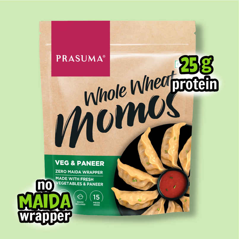 Prasuma Whole Wheat Momos - Veg & Paneer | Zero Maida, Wholesome Goodness | Fresh Paneer & Veggies Prasuma Whole Wheat Momos - Veg & Paneer | Zero Maida, Wholesome Goodness | Fresh Paneer & Veggies