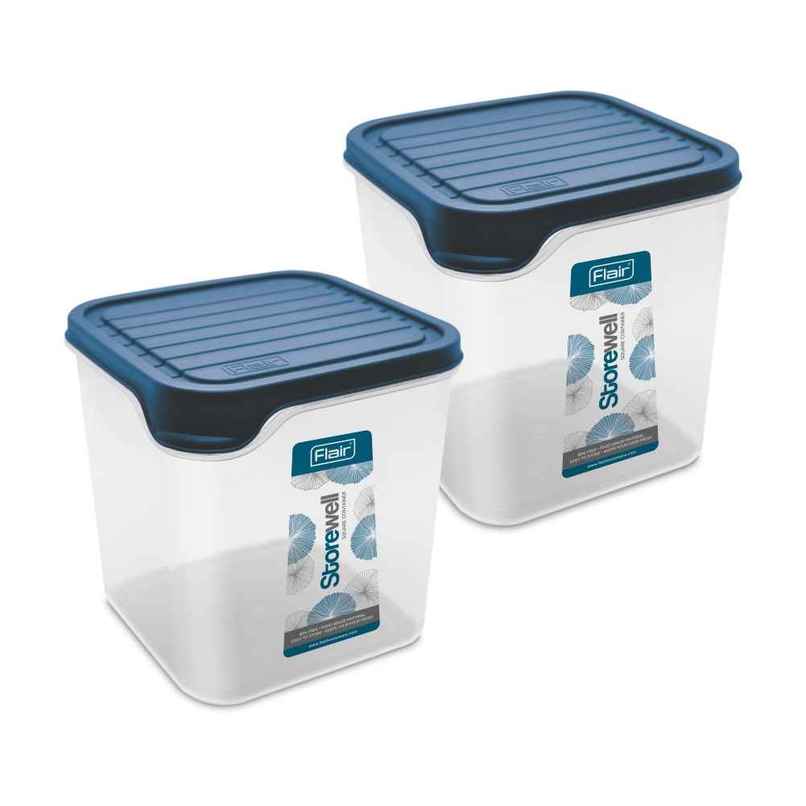 Flair Plastic Storewell Square Food Storage Containers 1800Ml - Set Of 2 (Blue) Flair Plastic Storewell Square Food Storage Containers 1800Ml - Set Of 2 (Blue)