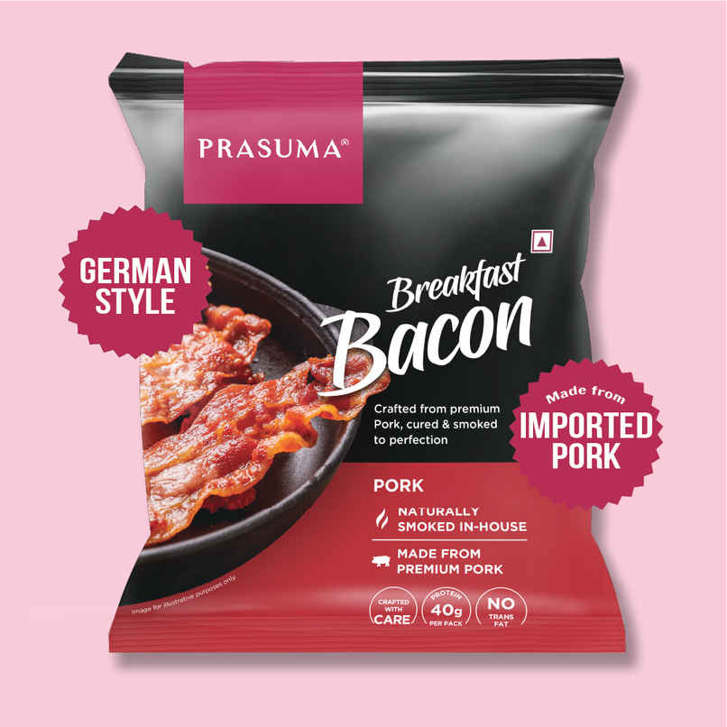 Prasuma Pork Breakfast Bacon 300g | Cured & Smoked | Imported Pork| India's No.1 Bacon Prasuma Pork Breakfast Bacon 300g | Cured & Smoked | Imported Pork| India's No.1 Bacon