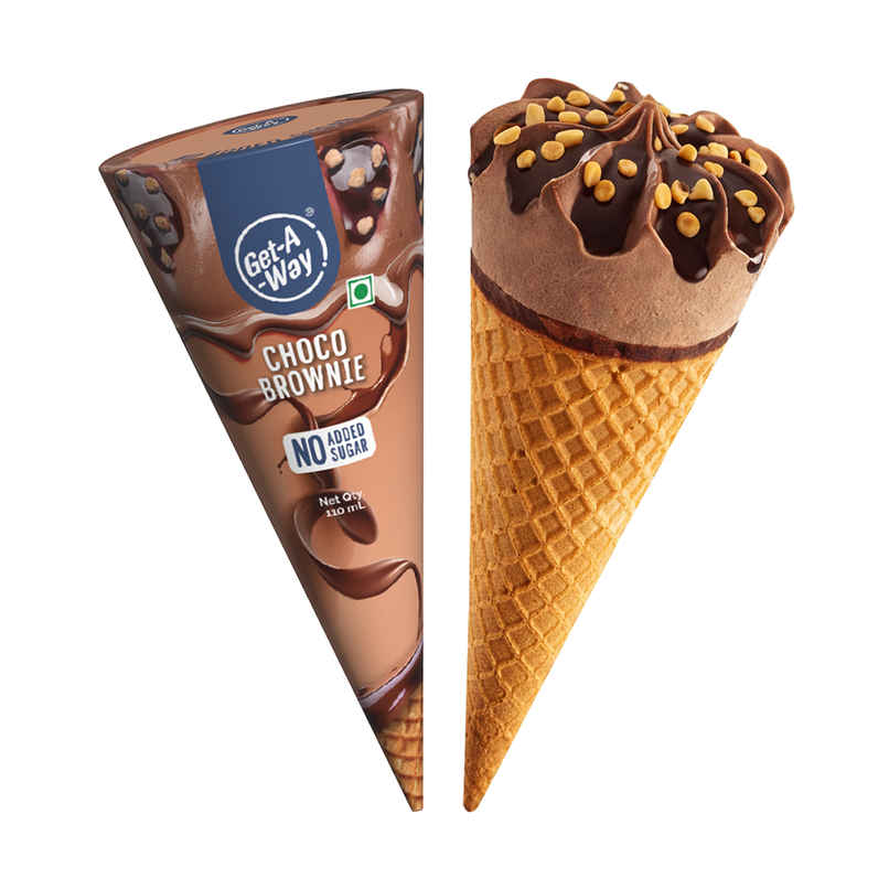 Get-A-Way Chocolate Brownie Ice Cream Cone | Zero Added Sugar
