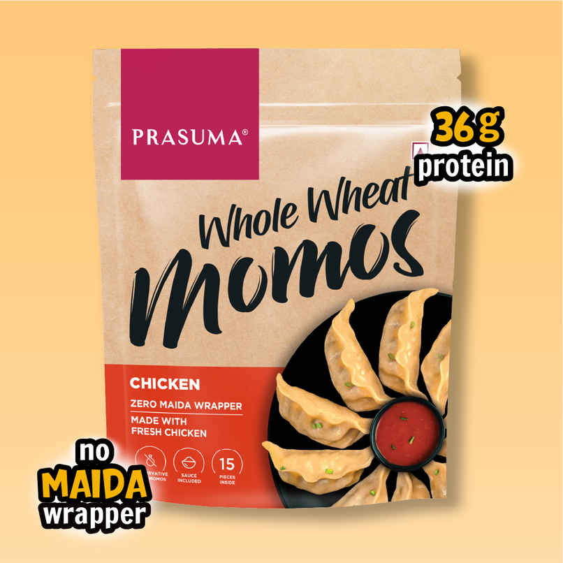 Prasuma Whole Wheat Momos - Chicken | Zero Maida, Wholesome Goodness | Only Chicken, No Soya Fillers Prasuma Whole Wheat Momos - Chicken | Zero Maida, Wholesome Goodness | Only Chicken, No Soya Fillers