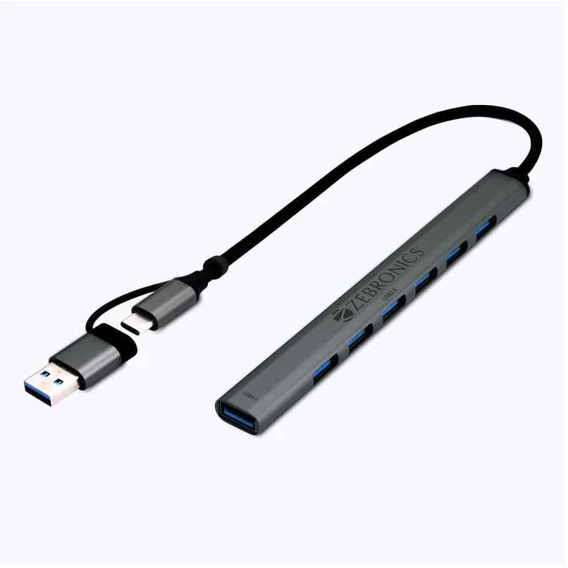 Zeb 700Hb Type C Multiport Adapter With 7 Usb Ports, Aluminum Body, Lightweight Design, Usb 3.0,
