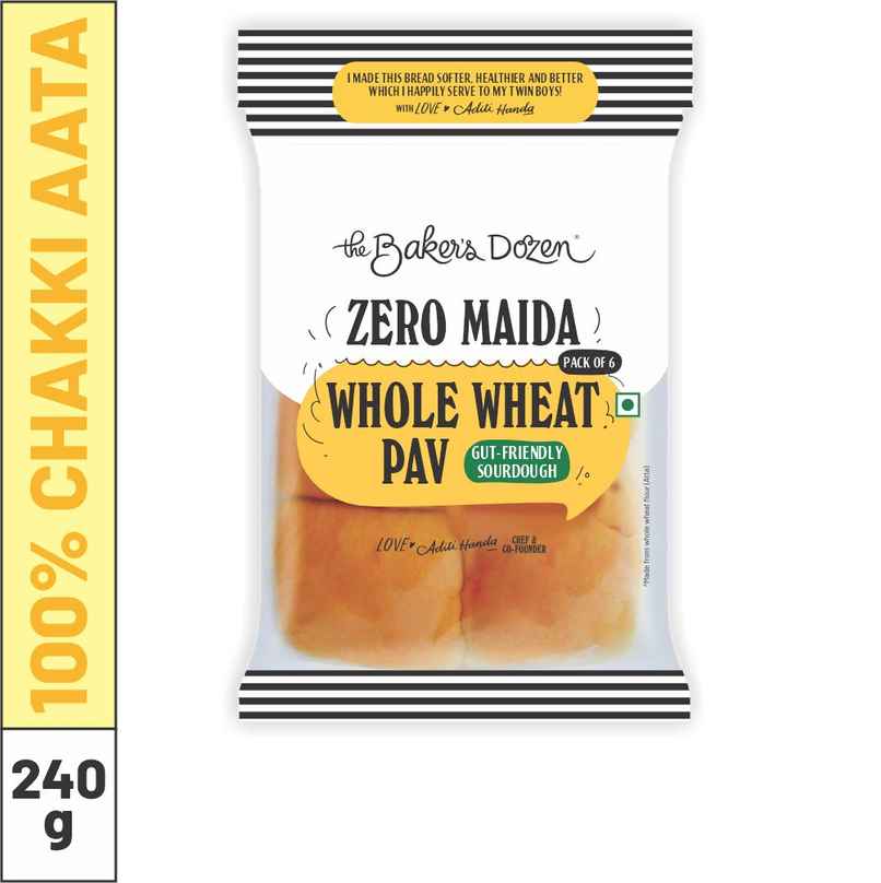 The Baker's Dozen Zero Maida Pav Whole Wheat | Atta Bombay Pav | Gut Friendly | Clean Label The Baker's Dozen Zero Maida Pav Whole Wheat | Atta Bombay Pav | Gut Friendly | Clean Label