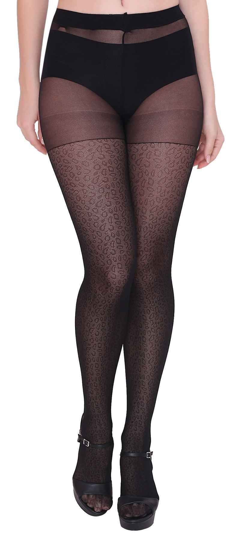 PLUMBURY Women's High Waist Pantyhose Self Design Pattern Stockings