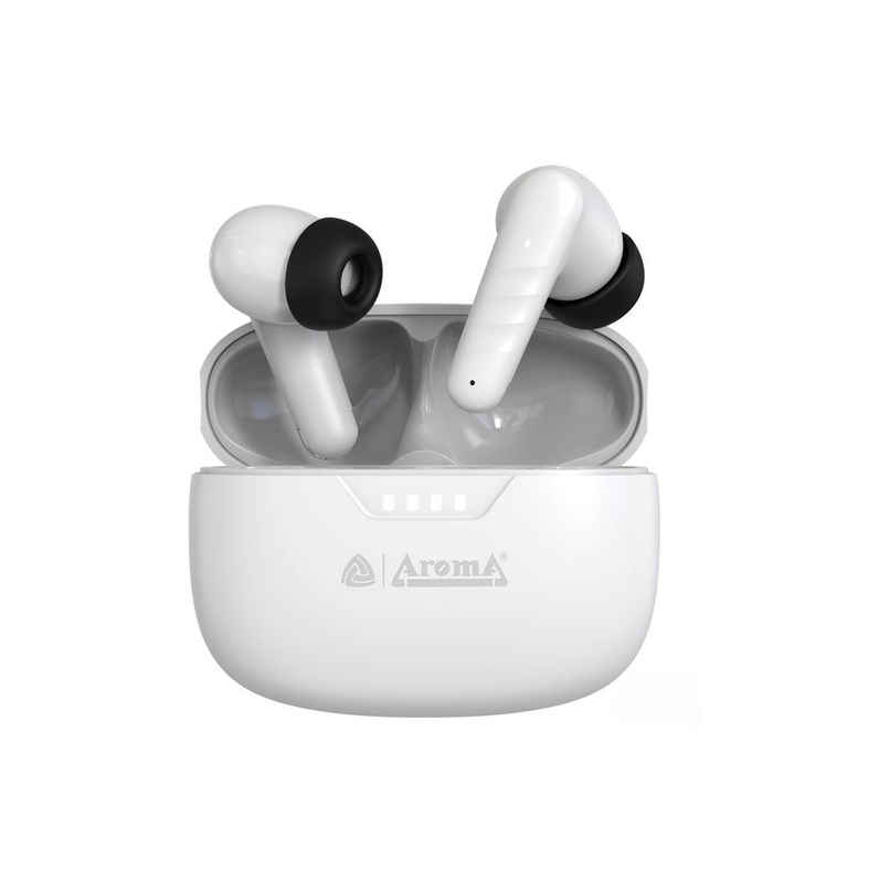 Aroma NB138 Ascrow - 70 Hours Playback | TWS | ANC with 32dB Noise Cancellation | White