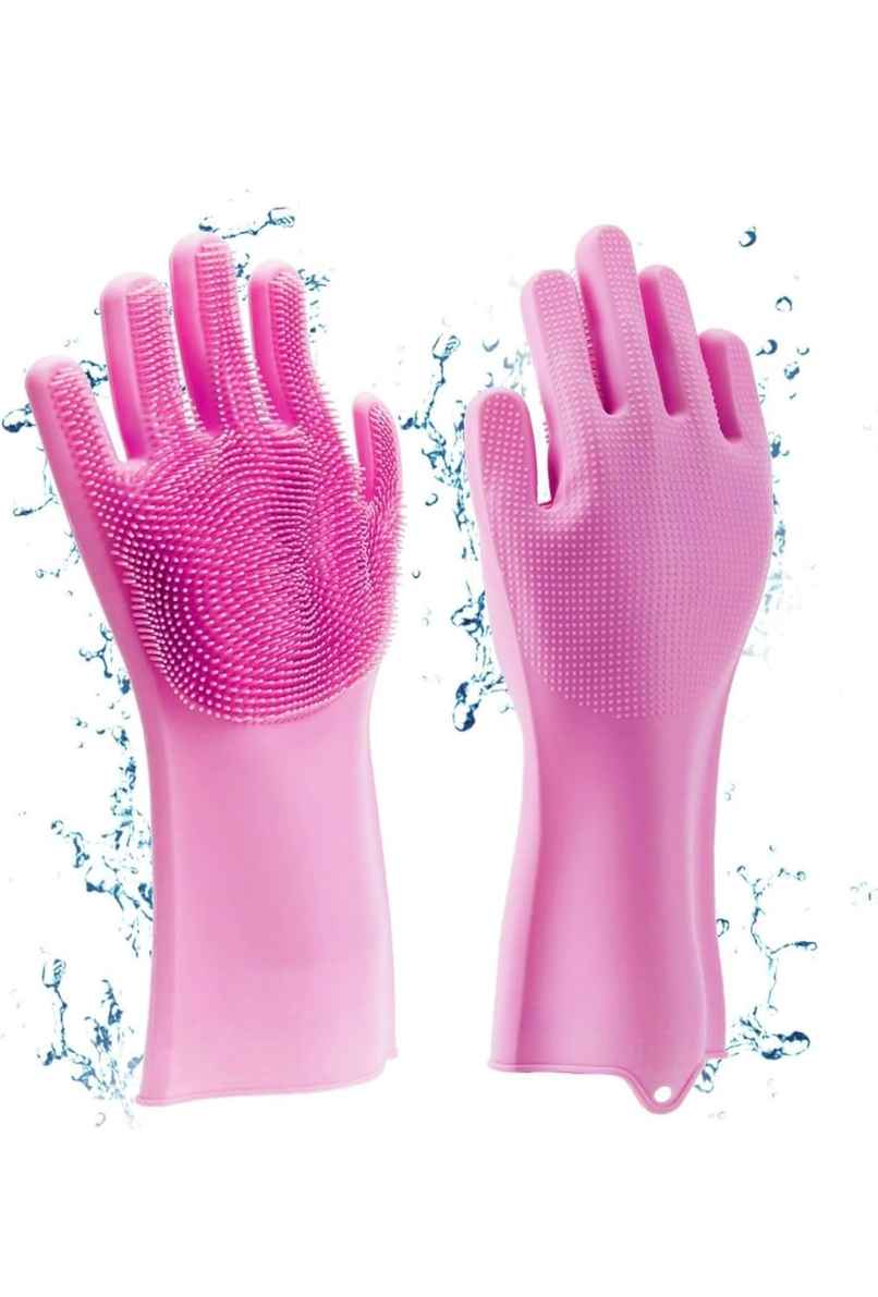 Perpetual Magic Silicone Dishwashing Gloves, 1 Pair for Kitchen & Grooming | Assorted