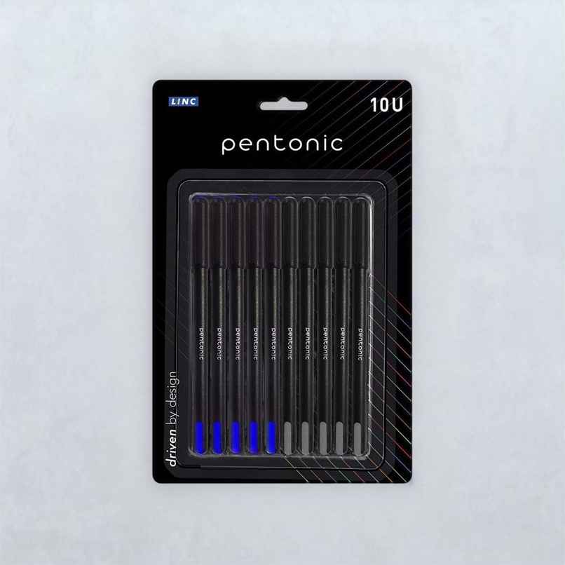 Pentonic Black Body Ball Pen (Blue & Black Ink Blister)