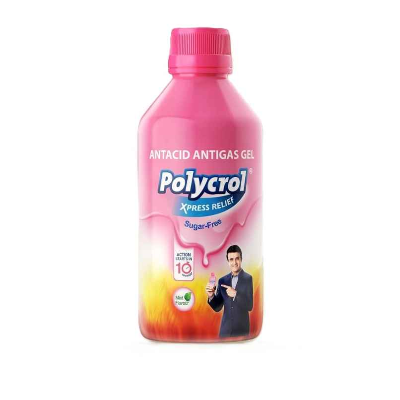 Polycrol Xpress Relief Mint Flavour Sugar Free Antacid Gel 