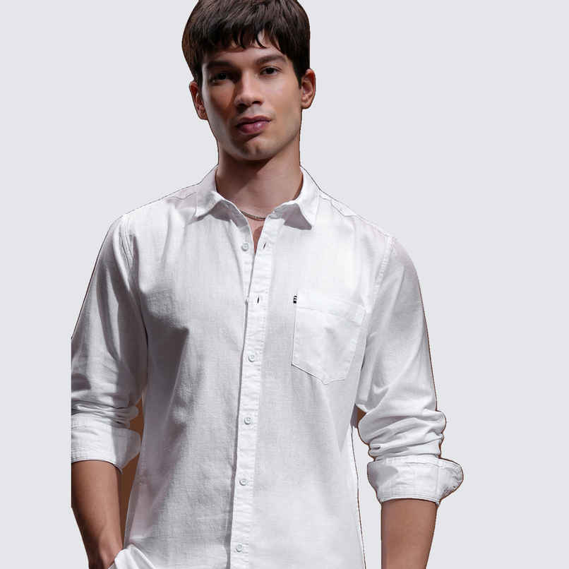 Highlander Men's Slim Fit Casual Shirt | White - L