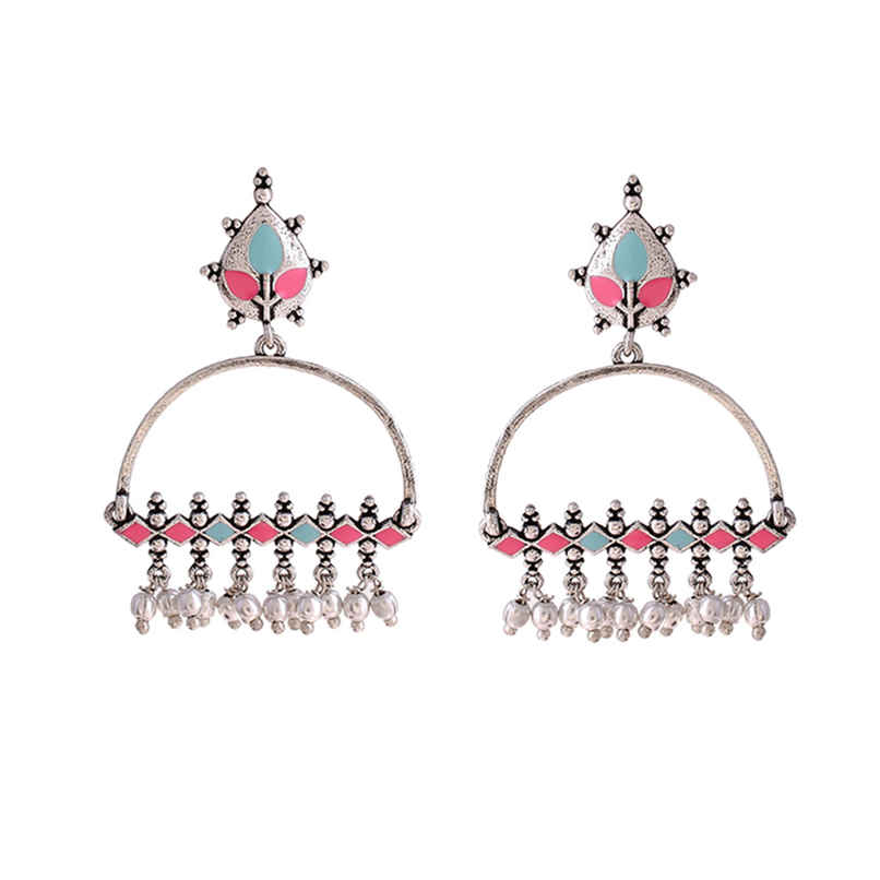 Voylla Bagh E Fiza Enamel Embellished Brass Earrings