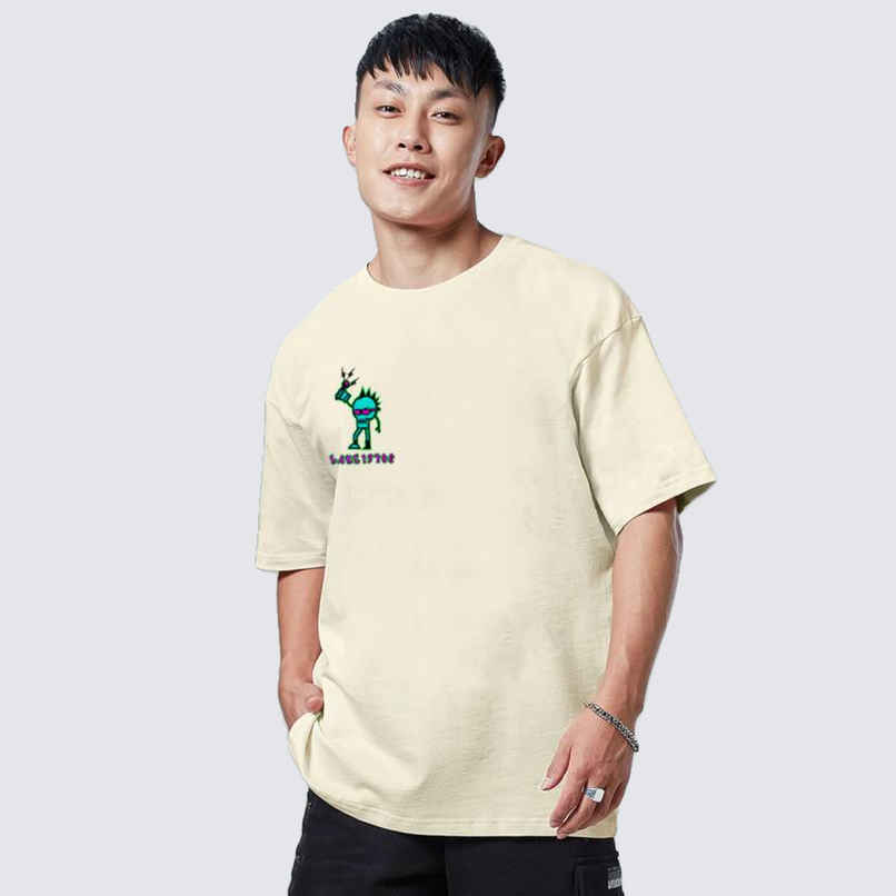 VEIRDO Men's Printed Oversized T-shirt | OS 100 LT1970 SW | Swan White - S VEIRDO Men's Printed Oversized T-shirt | OS 100 LT1970 SW | Swan White - S