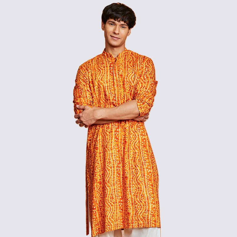 Vastramay Men's Rayon Kurta | Mustard - S