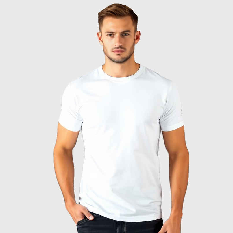 Springman Men Pure Cotton Solid Round Neck T-shirt | White - M