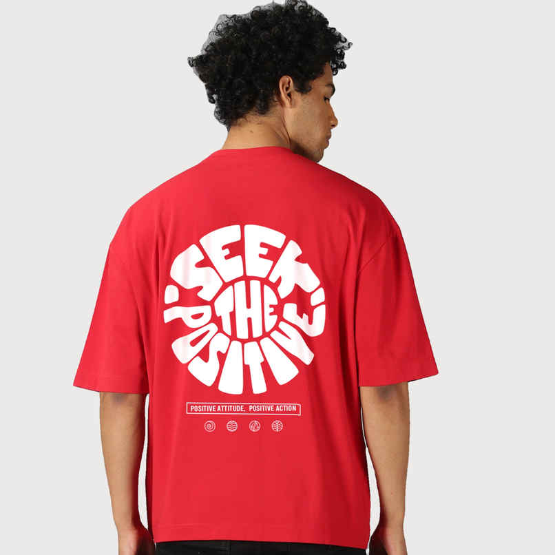 De Tees Men's Oversize T-shirt | M-OST-RED-POSITIVE | Red - XXL