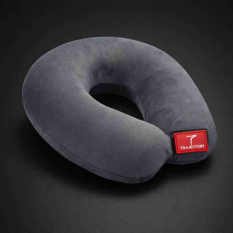 Trajectory Unisex Solid Polyester Neck Pillow | Grey - One Size