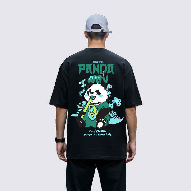 BENNY BROOKS Men's Round Neck half sleeve Oversized T-shirt |AA(ARN)BLACK32 | Black - M