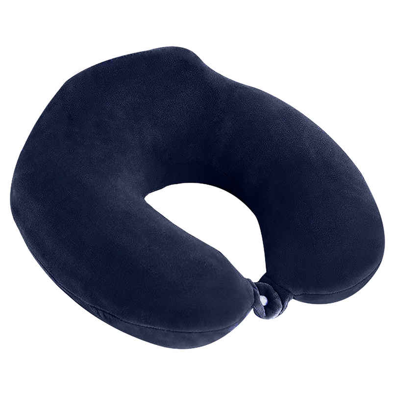 Billebon Unisex Faux Velvet Neck Pillow | Navy Blue - One Size