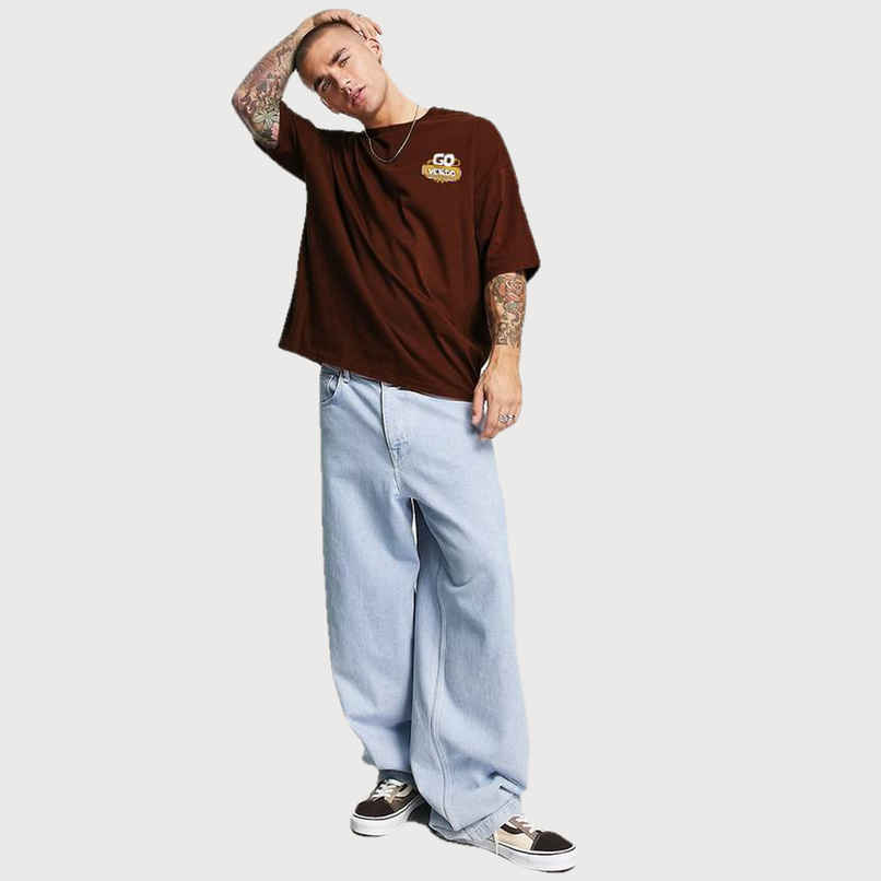 VEIRDO Men's Printed Oversized T-shirt | OS 100 GOVEIRDO B | Brown - XL VEIRDO Men's Printed Oversized T-shirt | OS 100 GOVEIRDO B | Brown - XL