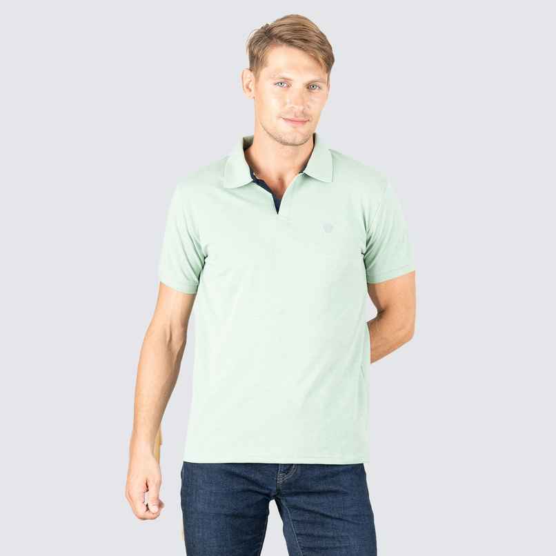 Lux Cozi Men's Solid Cotton Polo T-shirt | Mint Green - S