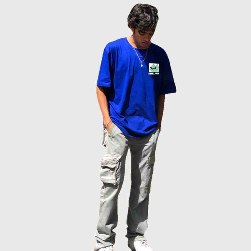 VEIRDO Men's Printed Oversized T-shirt | OS 100 CHLOUT RB | Royal Blue - XL VEIRDO Men's Printed Oversized T-shirt | OS 100 CHLOUT RB | Royal Blue - XL