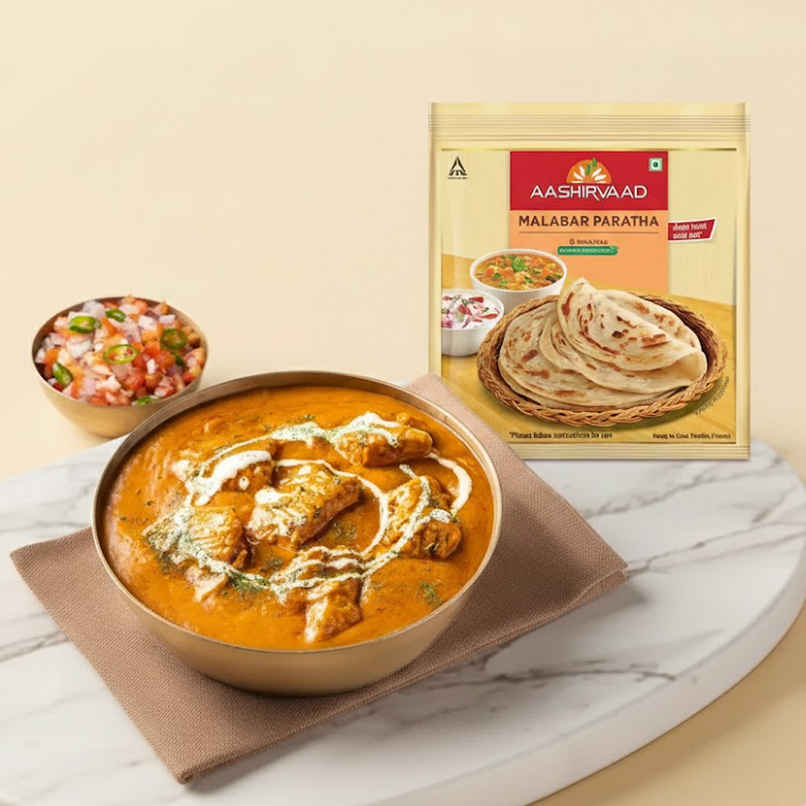 Butter chicken + Aashirvaad Malabar Paratha | Heat & Eat