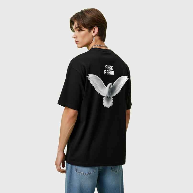 BENNY BROOKS Men's Round Neck half sleeve Oversized T-shirt |AA(ARN)BLACK262 | Black - M