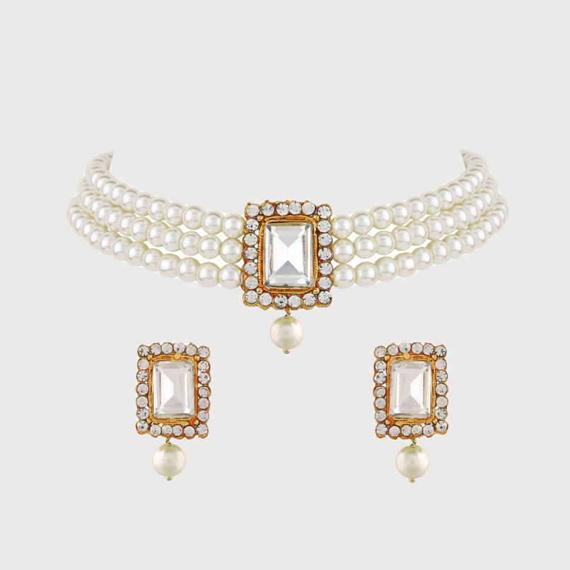 Shining Diva Fashion Latest Stylish Choker Traditional Pearl Necklace Set for Women | A12287s