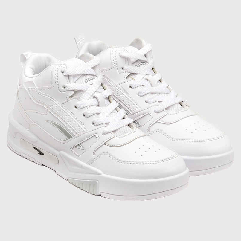 Asian Men s Mexico-11 Full White Hightop Sneakers | UK-9