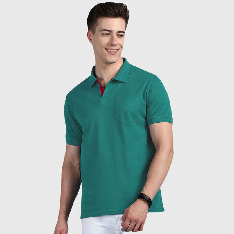 Lux Cozi Men's Solid Cotton Polo T-shirt with Pocket | Sea Green - S Lux Cozi Men's Solid Cotton Polo T-shirt with Pocket | Sea Green - S
