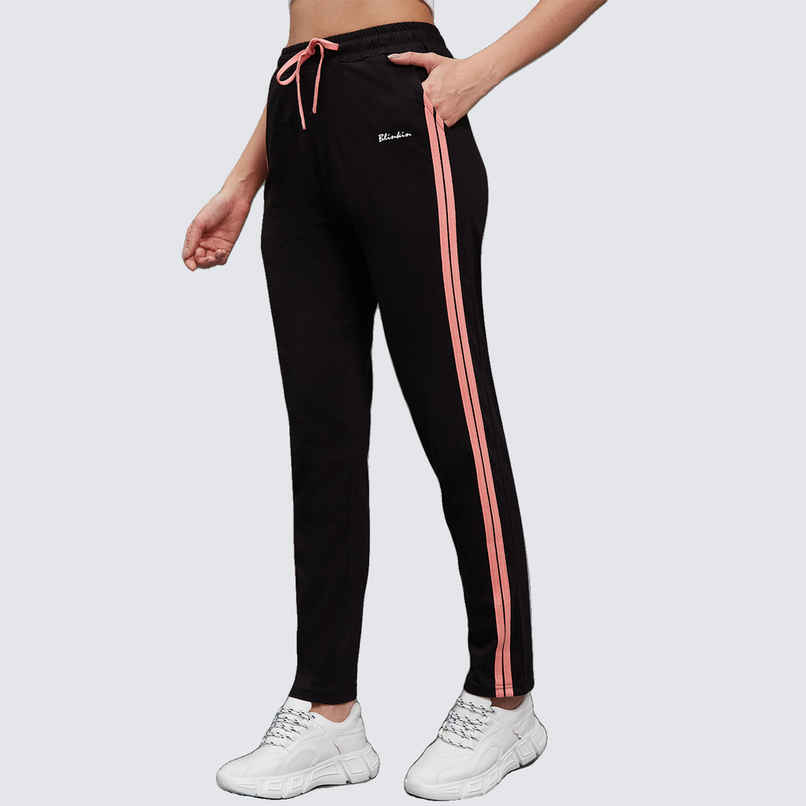 Blinkin Women's Cotton Striped Pyjamas & Track Pants with Side Pockets | Black - 2XL