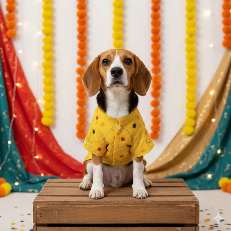 Pawgy Pets Festive Shirt Yellow For Dogs And Cats | M