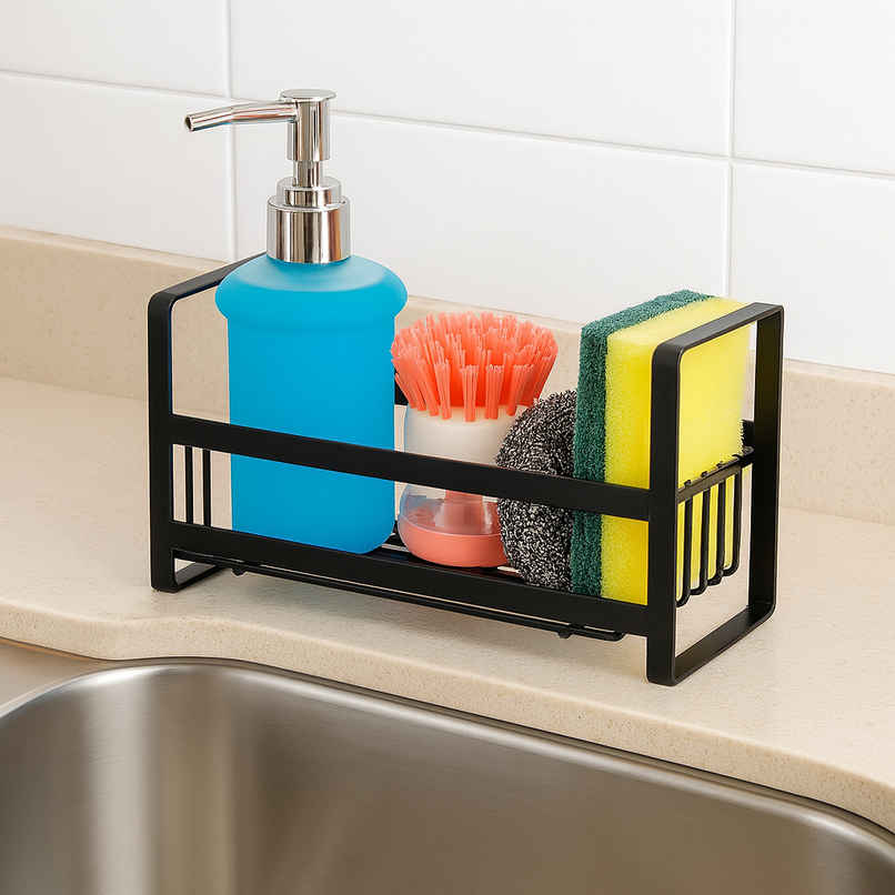 Zedak Self | Rack Adhiesive Wall Mounted Sink Organiser | Black Zedak Self | Rack Adhiesive Wall Mounted Sink Organiser | Black
