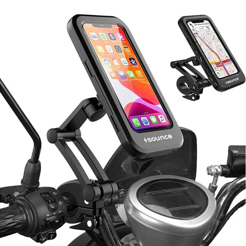 Sounce Bike Phone Mount Waterproof Smartphone Holder For 4 - 7 inches Smartphones| 360 Rotation - Black