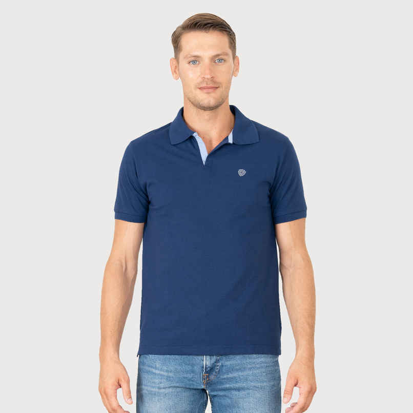 Lux Cozi Men's Solid Cotton Polo T-shirt | Ink Blue - S Lux Cozi Men's Solid Cotton Polo T-shirt | Ink Blue - S