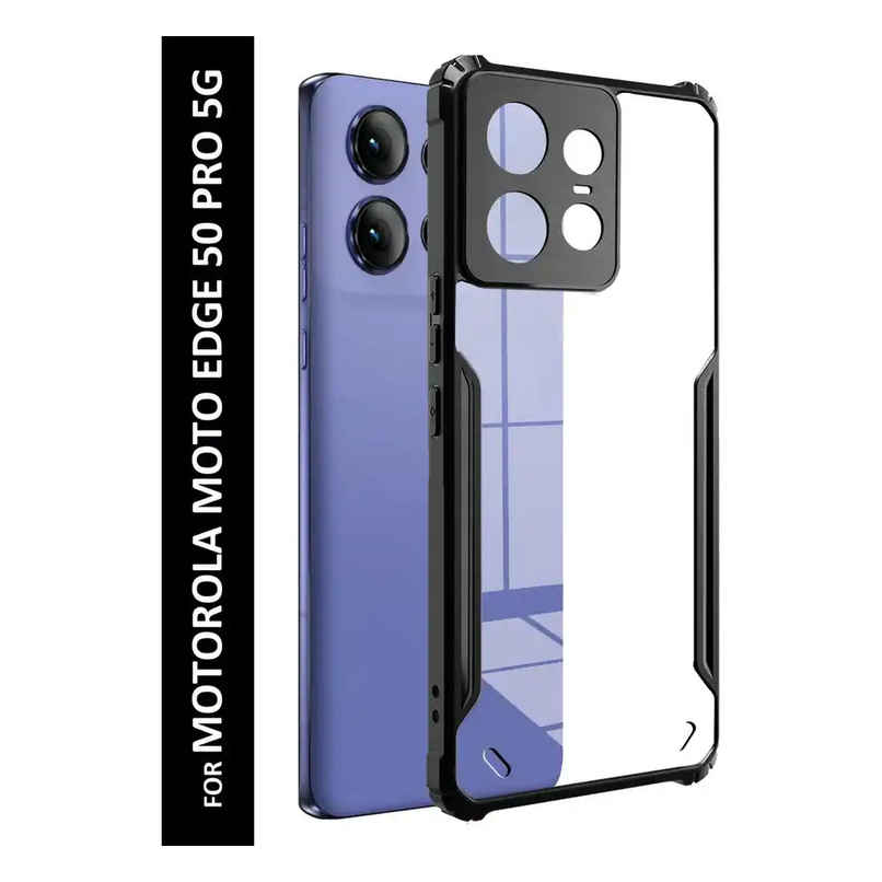 Kwine Case Motorola Moto Edge 50 Pro Back Cover - Black Bordered Transparent Case