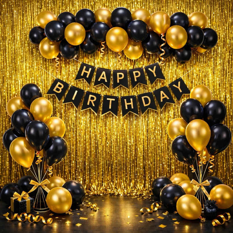 Birthday Decoration Kit for Birthday Party Items- Banner,Balloons, Foil Curtains | BeyondLuv Birthday Decoration Kit for Birthday Party Items- Banner,Balloons, Foil Curtains | BeyondLuv