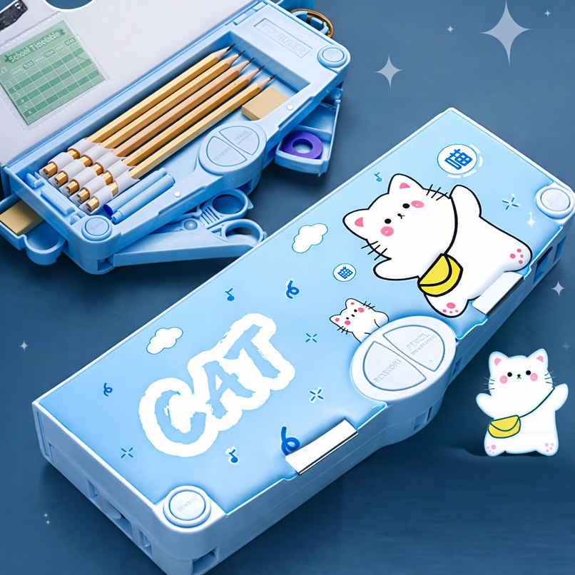 Fablue Cat Multi-Functional Pencil Box | Light Blue