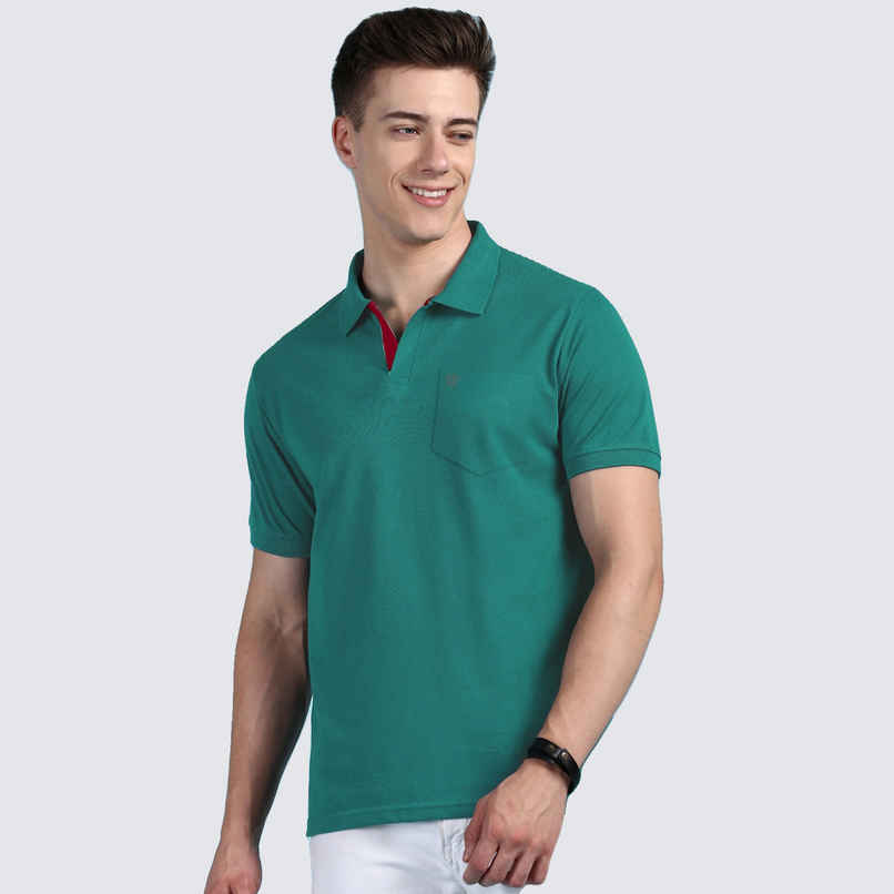 Lux Cozi Men's Solid Cotton Polo T-shirt with Pocket | Sea Green - M Lux Cozi Men's Solid Cotton Polo T-shirt with Pocket | Sea Green - M