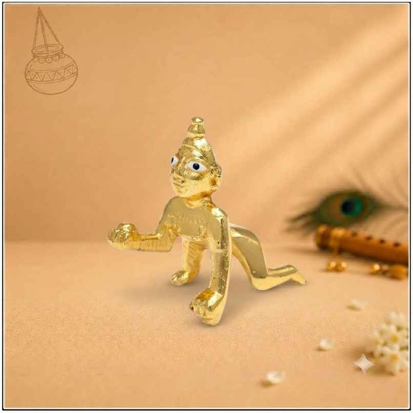 Laddu Gopal Idol | Size 1 | Metal with Gold Coating | Krishna Janmastami Special | Chandar Laddu Gopal Idol | Size 1 | Metal with Gold Coating | Krishna Janmastami Special | Chandar