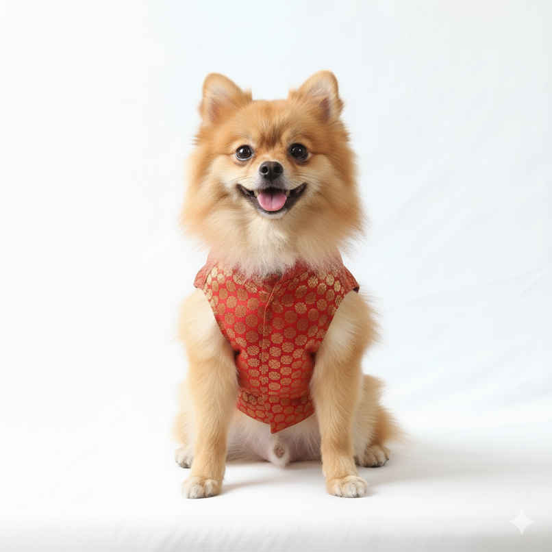 Pawgy Pets Sherwani Red For Dogs And Cats | S