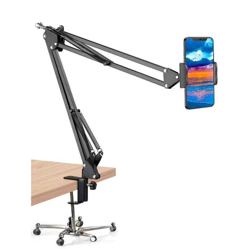 Elfora Adjustable Overhead Mobile Phone Holder with Long Arm for Video Recording | Black
