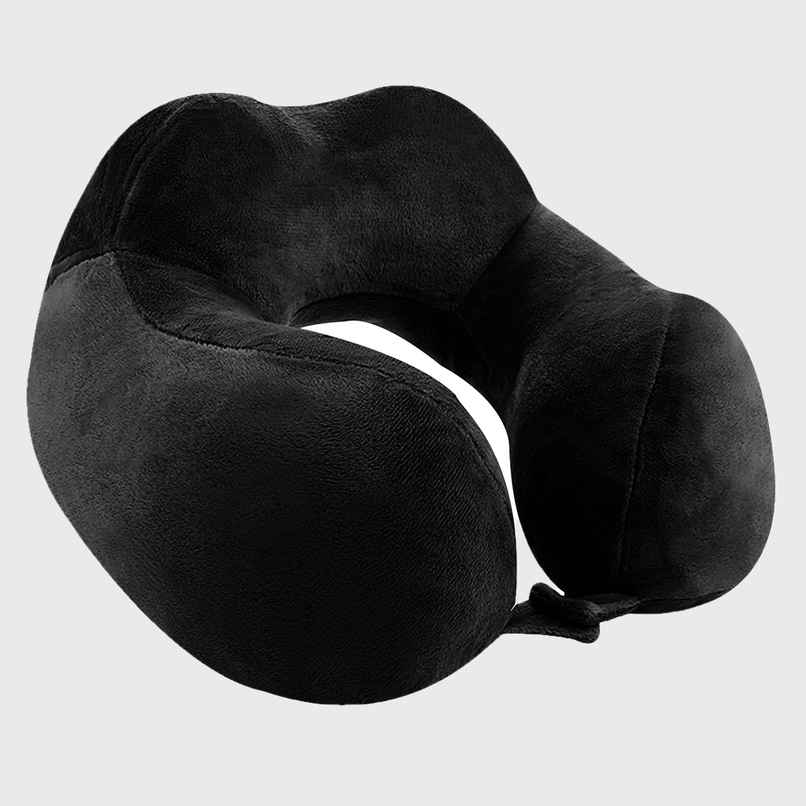 Billebon Premium Fibre Filled Travel Neck Pillow | Round Shape | Black